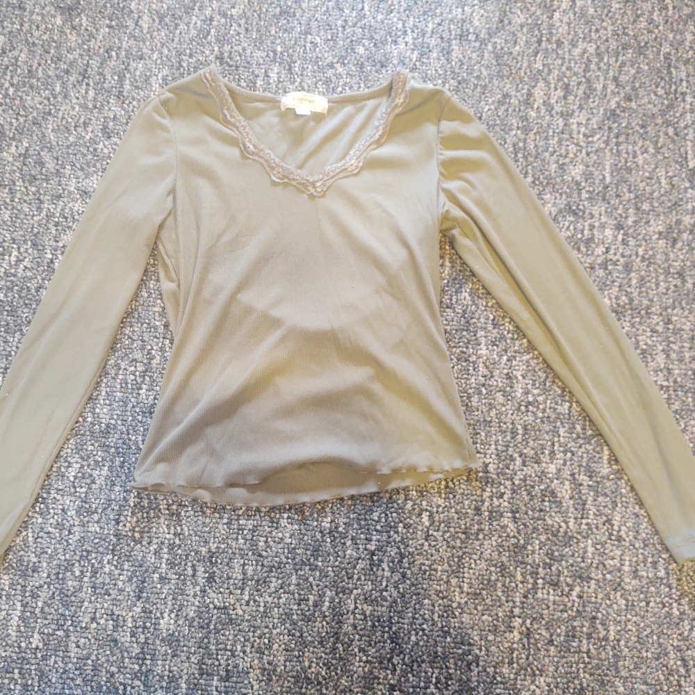 Elegant Olive Long Sleeve Top